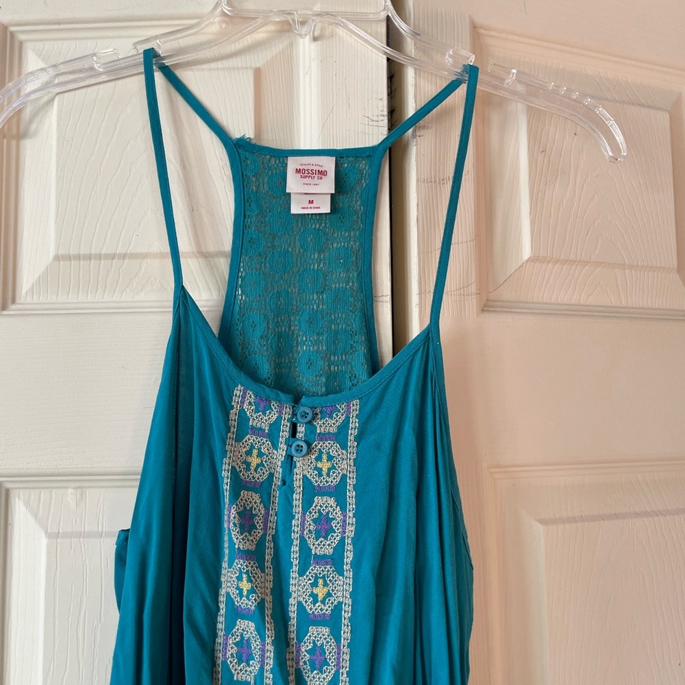 Mossimo Supply Co. Teal Dress with Embroidered Detail - Picture 2 of 8